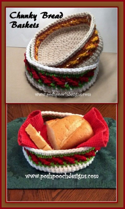 Crochet Chunky Bread Baskets