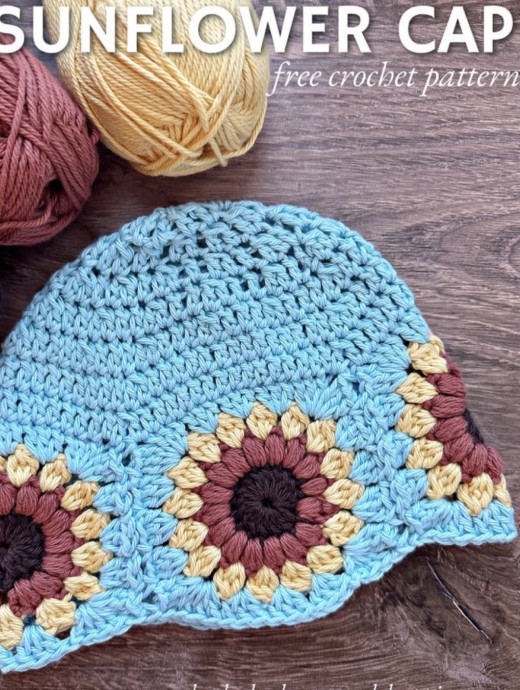 Crochet Sunflower Cap