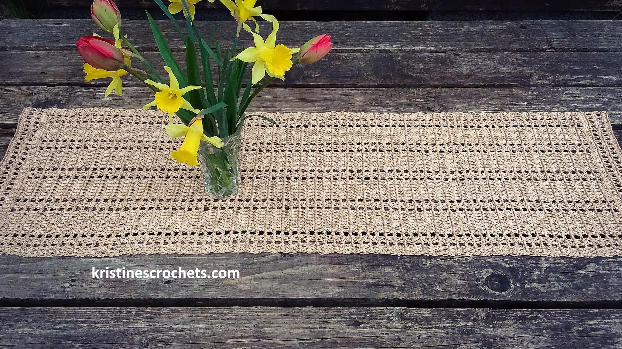 Beautiful Crochet Maytime Table Runner Pattern for Spring Decor