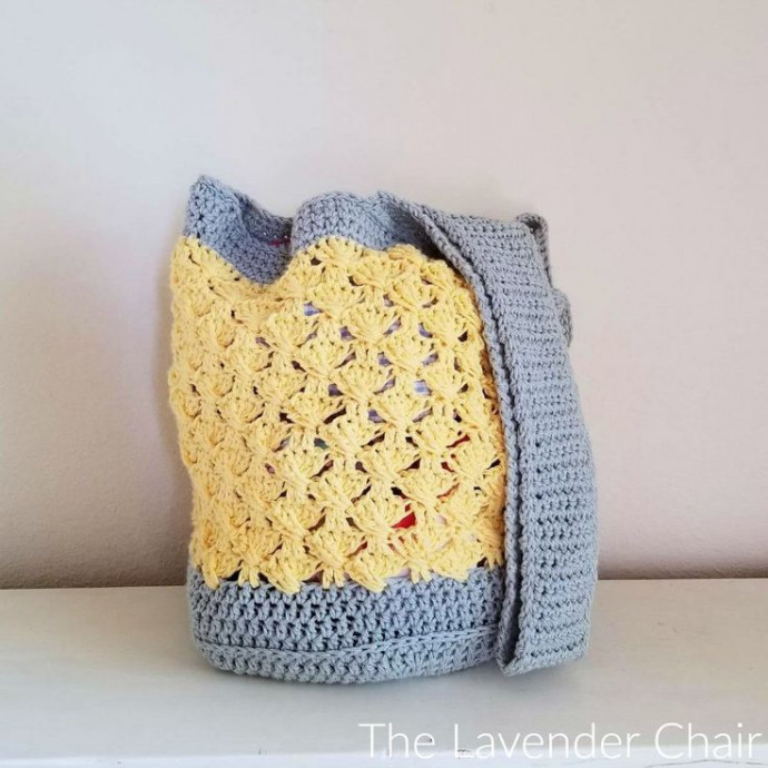 Crochet Round Bottom Textured Fan Tote