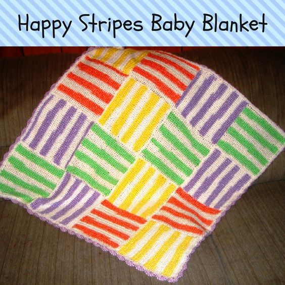 Crochet Happy Stripes Baby Blanket