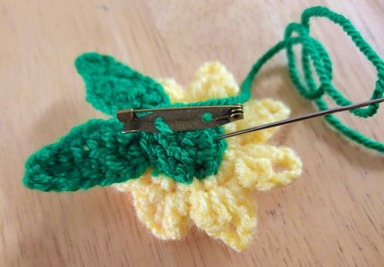 Crochet Daffodil Flower Brooch