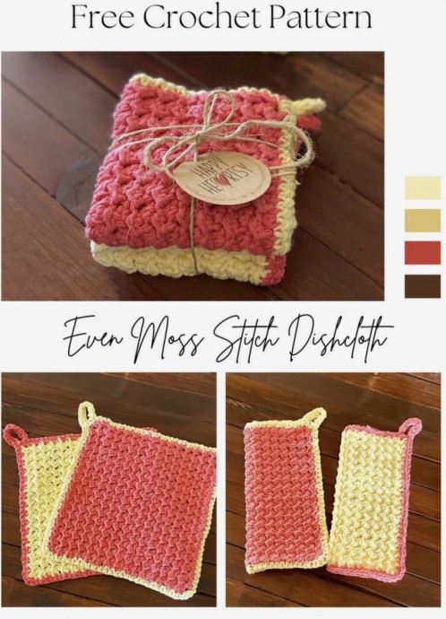 Crochet Even Moss Stitch Dishcloth