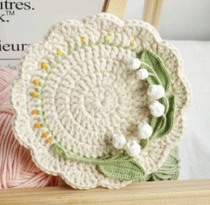 Crochet Lily of the Valley Coaster