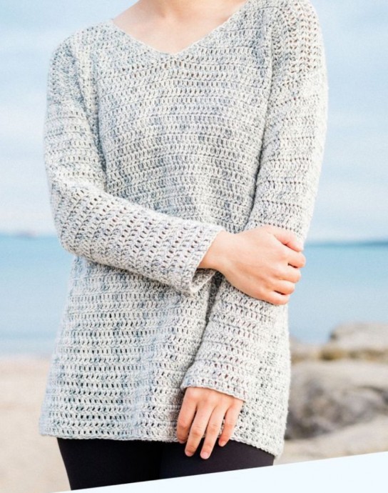 Crochet V-neck Sweater