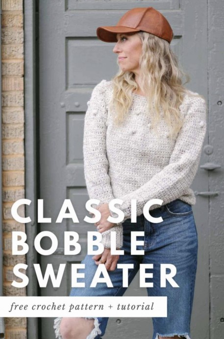 Stylish Crochet Crew Neck Sweater