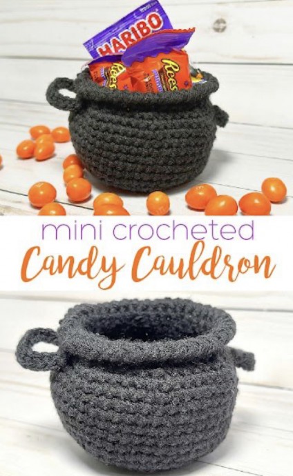Crochet Mini Candy Cauldron