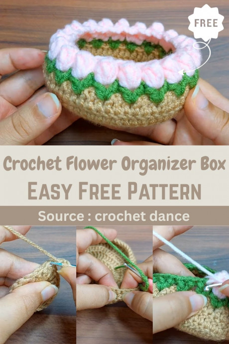 Crochet Gorgeous Flower Organizer Box