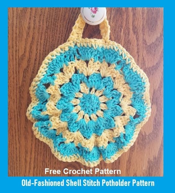 Crochet Old-Fashioned Shell Stitch Potholder Crochet Old-Fashioned Shell Stitch Potholder