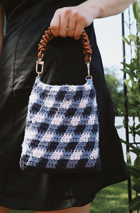 Crochet Mini Gingham Bag