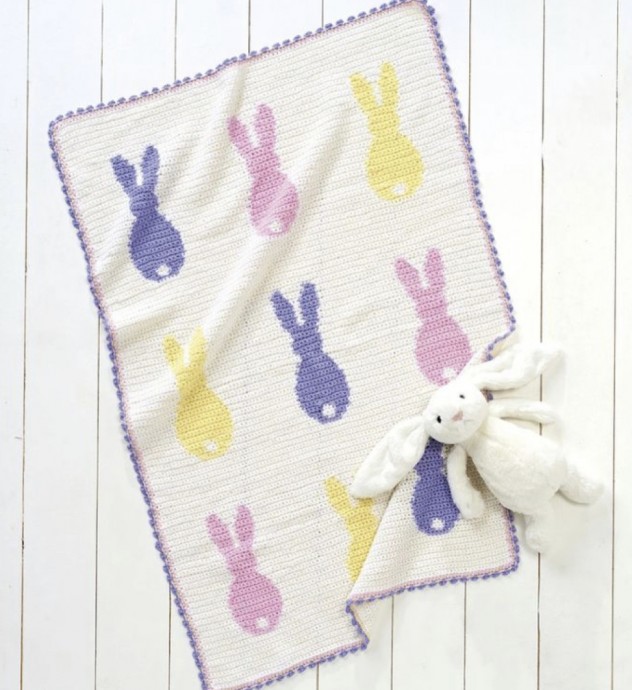 Free Easter Bunny Crochet Baby Blanket Pattern