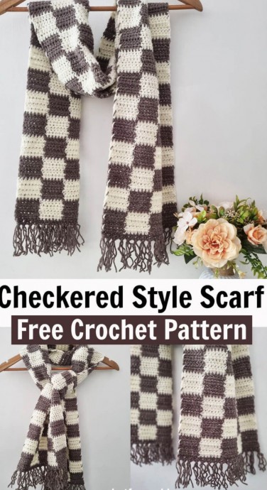 Crochet Checkered Style Scarf