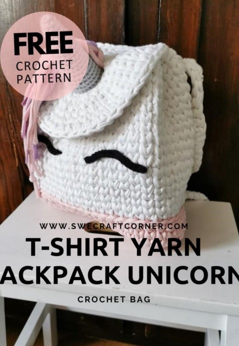 Crochet T-shirt Backpack Unicorn (Free Pattern)