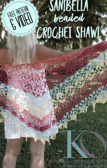 Sanibella Beaded Crochet Shawl