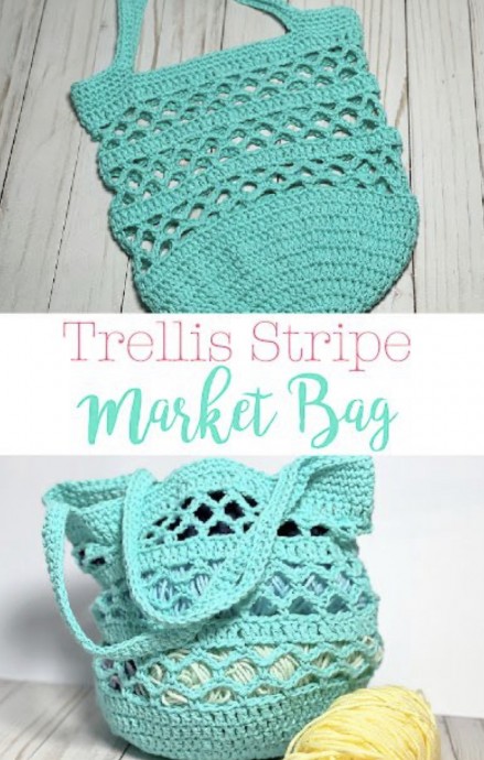 Crochet Trellis Stripe Market Bag