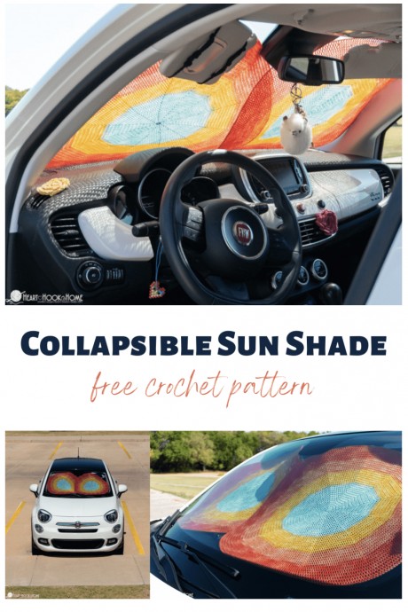 Create Beautiful and Colorful Collapsible Crochet Sunshades for Your Car Create Beautiful and Colorful Collapsible Crochet Sunshades for Your Car