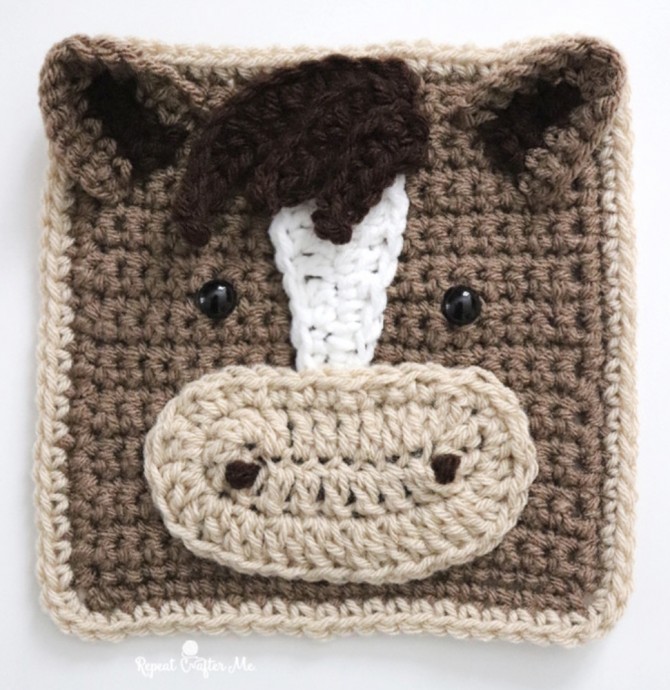 Cute Horse Crochet Square