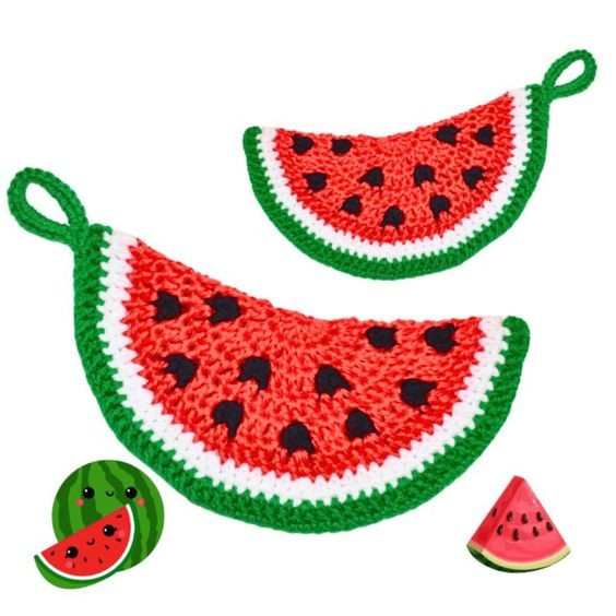 Create Adorable Crochet Slice of Summer Watermelon Potholders for Your Kitchen Create Adorable Crochet Slice of Summer Watermelon Potholders for Your Kitchen