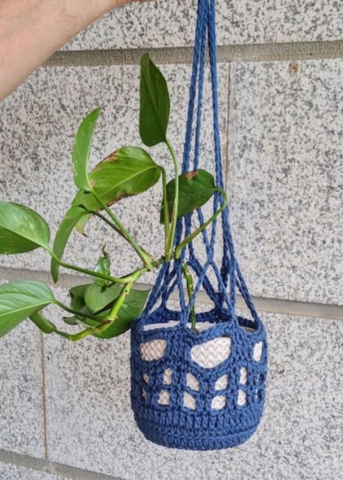 Create a Stunning Bohemian Charm with Our Handcrafted Crochet Indigo Plant Holder Create a Stunning Bohemian Charm with Our Handcrafted Crochet Indigo Plant Holder