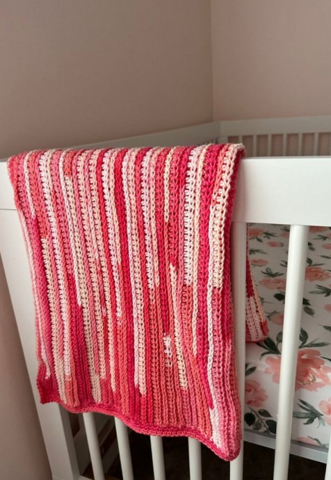 Crochet Rosy Rib Baby Blanket