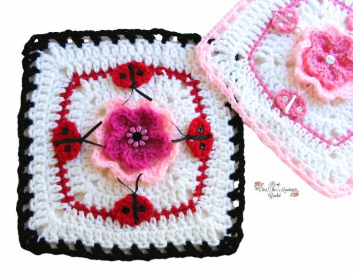 Crochet Ladybug Granny Square