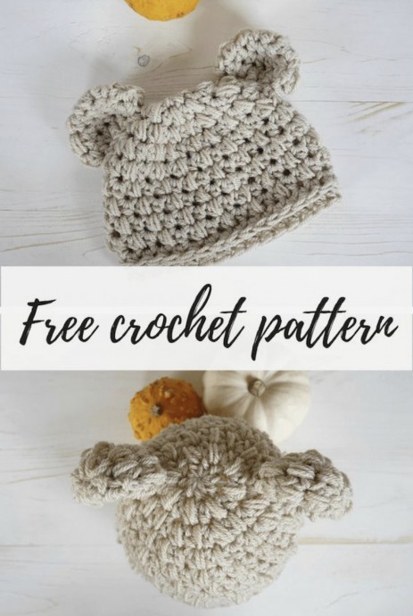 Baby Bear Crochet Newborn Hat