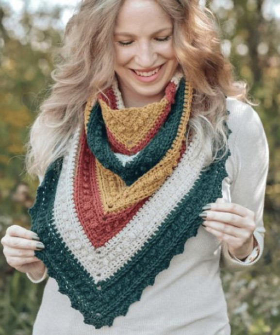 Crochet Picot Triangle Scarf