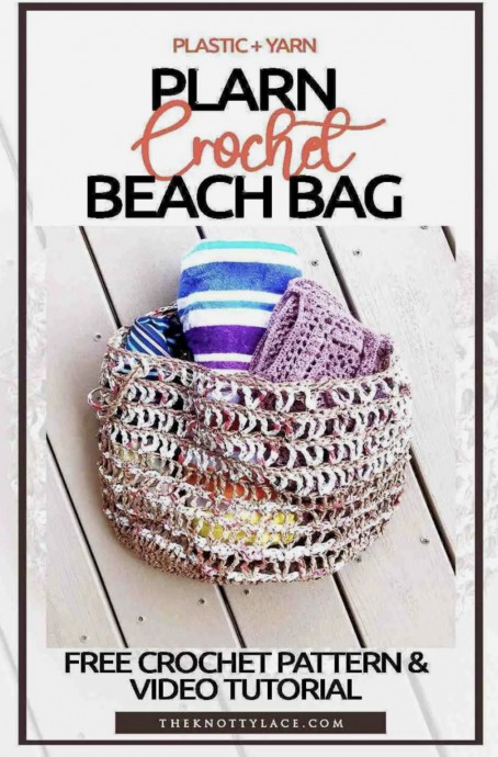 Crochet Beach Bag with Plastic Yarn