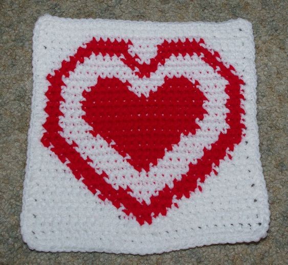 Crochet Heart Afghan Square