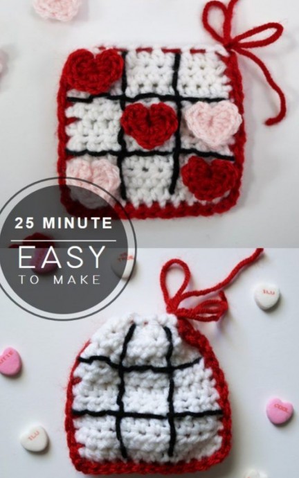 Create a Unique Valentine's Day Crochet Tic Tac Toe Game for Fun Celebrations