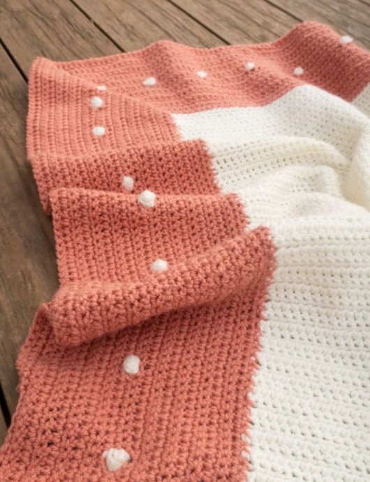 Crochet Polka Dots Border Blanket