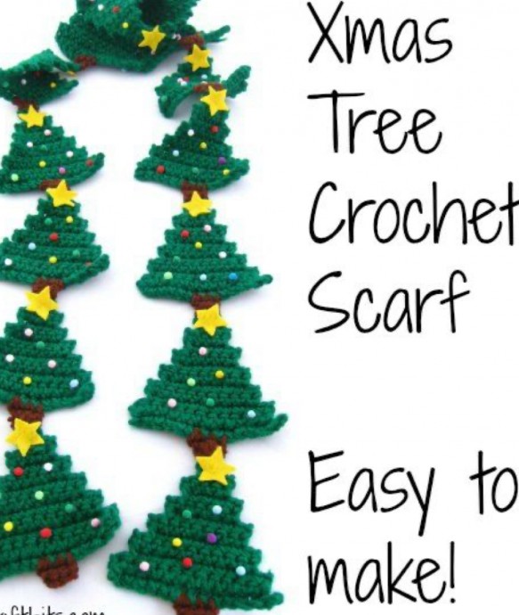 Crochet Christmas Tree Scarf (Free Pattern) FREE CROCHET PATTERN