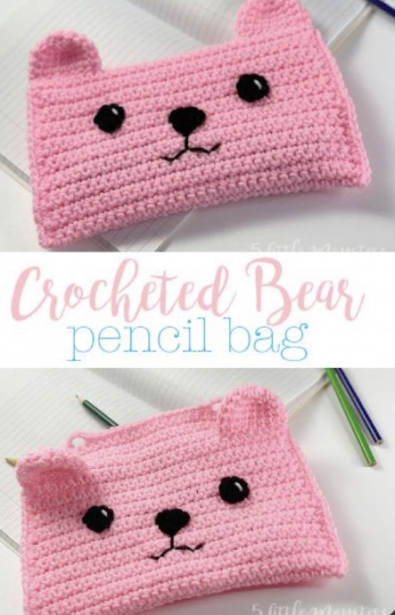 Crochet Bear Pencil Bag