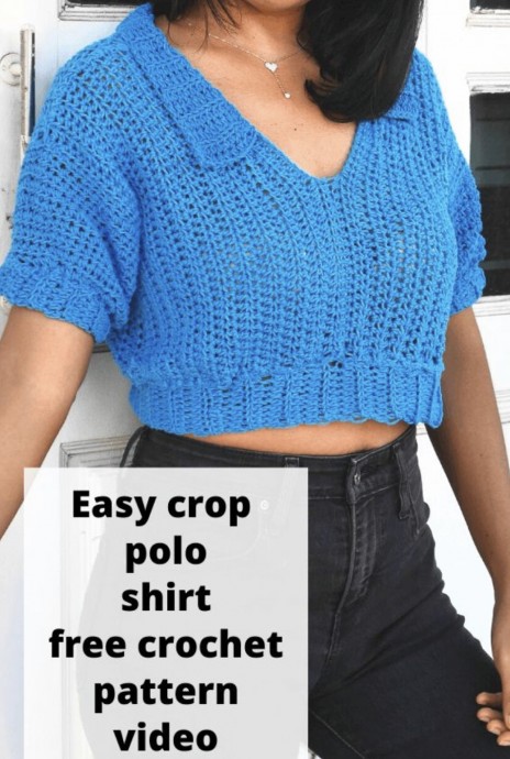 Easy Crochet Crop Polo Shirt