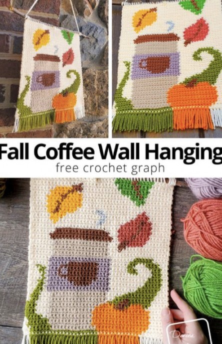 Crochet Fall Coffee Wall Hanging (Free Pattern)