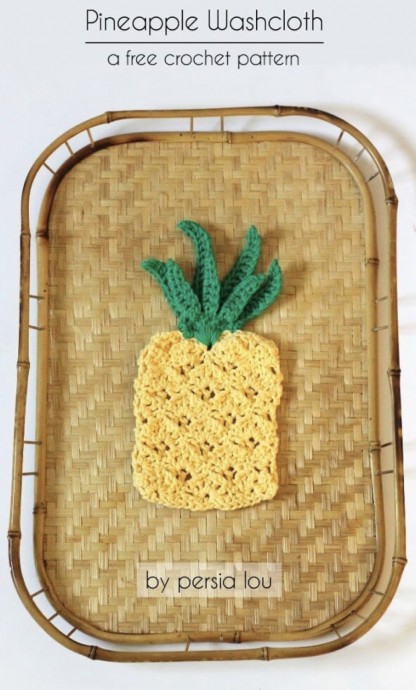Free Crochet Pattern: Pineapple Washcloth and Applique