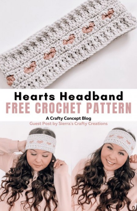 Crochet Valentines Day Heart Headband