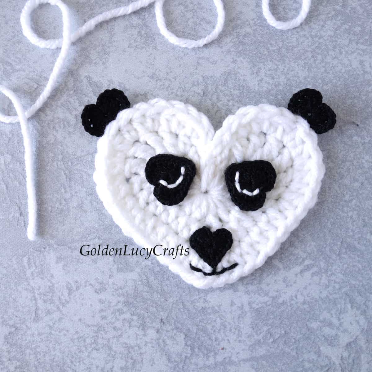 Crochet Heart Panda Applique Free Pattern