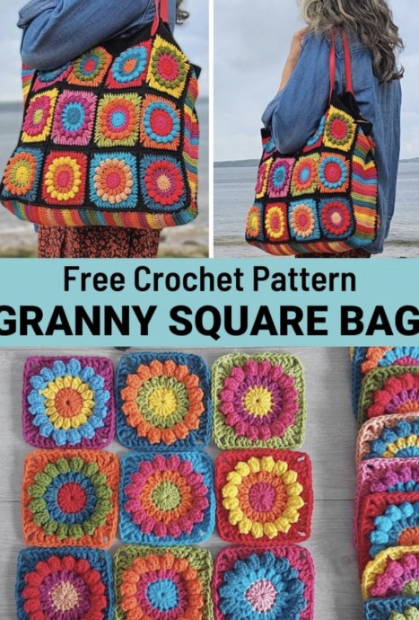 Fun Crochet Granny Square Bag