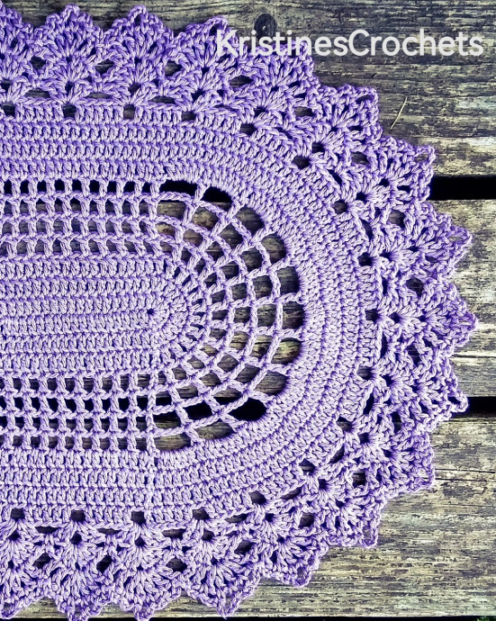 Crochet Oval Violet Doily