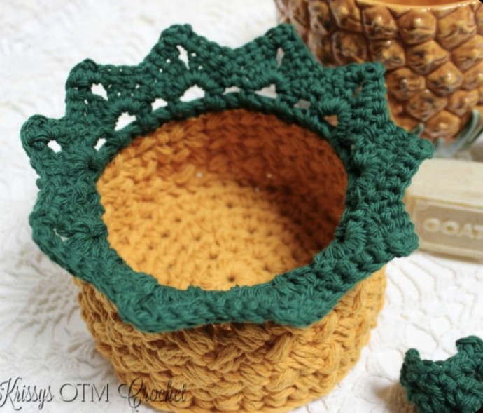 Pineapple Basket for Your Table – Free Crochet Pattern