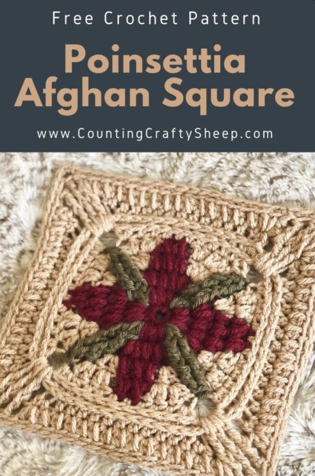 Free Crochet Pattern: Poinsettia Afghan Square