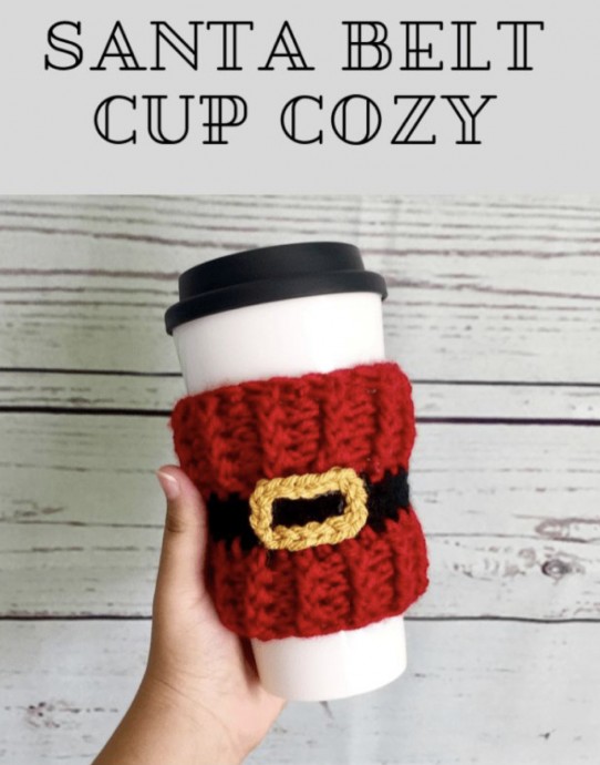 Crochet Santa Belt Cup Cozy (Free Pattern)