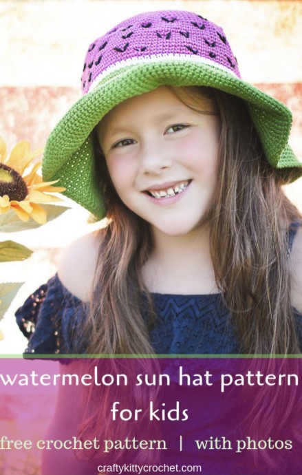 Watermelon Hat Crochet Pattern for Kids (FREE)