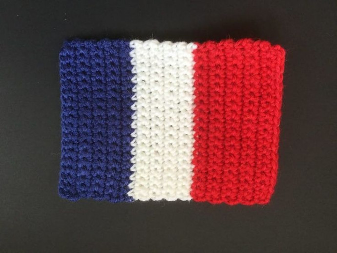 Create a Vibrant Crochet French Flag Dishcloth for Your Kitchen