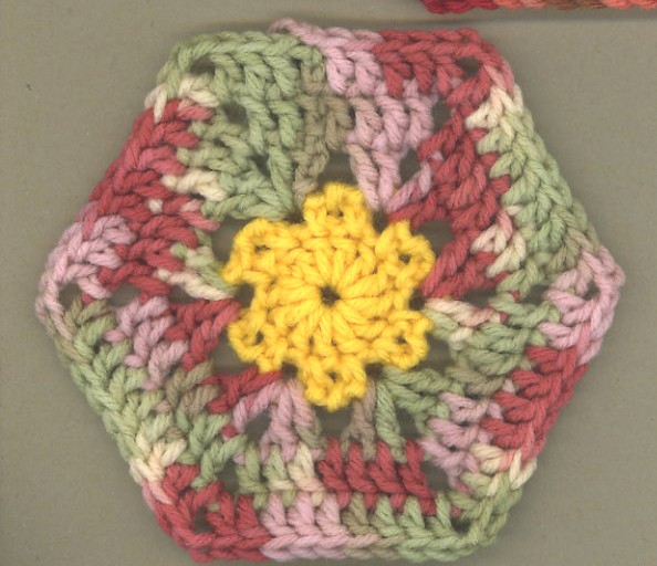 Crochet Flower Hexagon Square