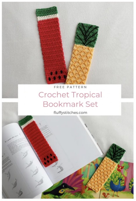 Crochet Tropical Bookmark Set