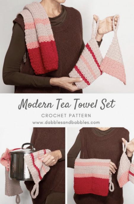 Modern Crochet Tea Towel Set