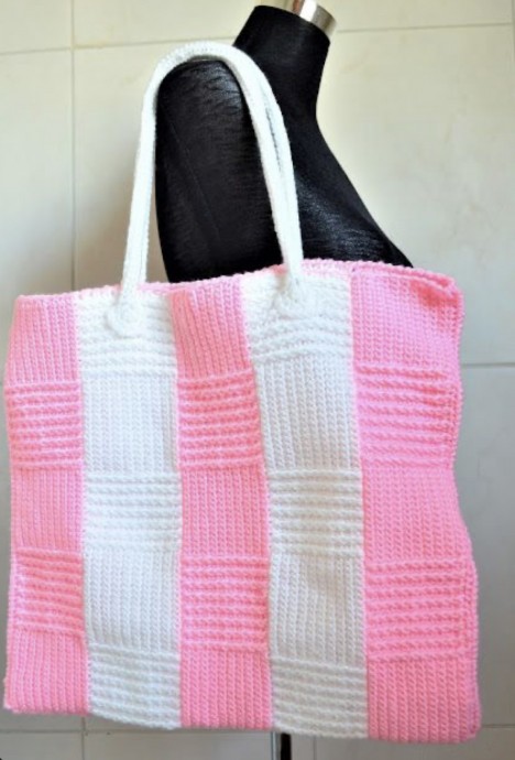 Stripe Block Tote Bag