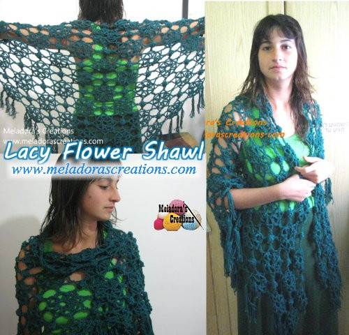 Crochet Lacy Motif Flower Shawl
